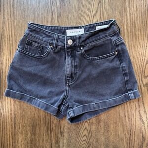 PacSun Women's Mom Short Black‎ Denim High Rise Shorts Size 22 Distressed xxs